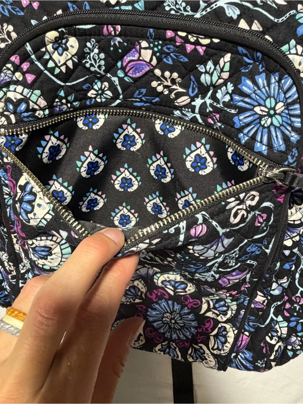 Vera Bradley Iconic Campus Backpack in the black floral Bramble pattern